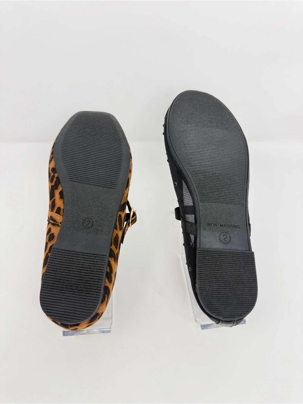 Art Class Girls Size 2 Mary Jane Flats 2-Pair Bundle Leopard Black Rhinestone